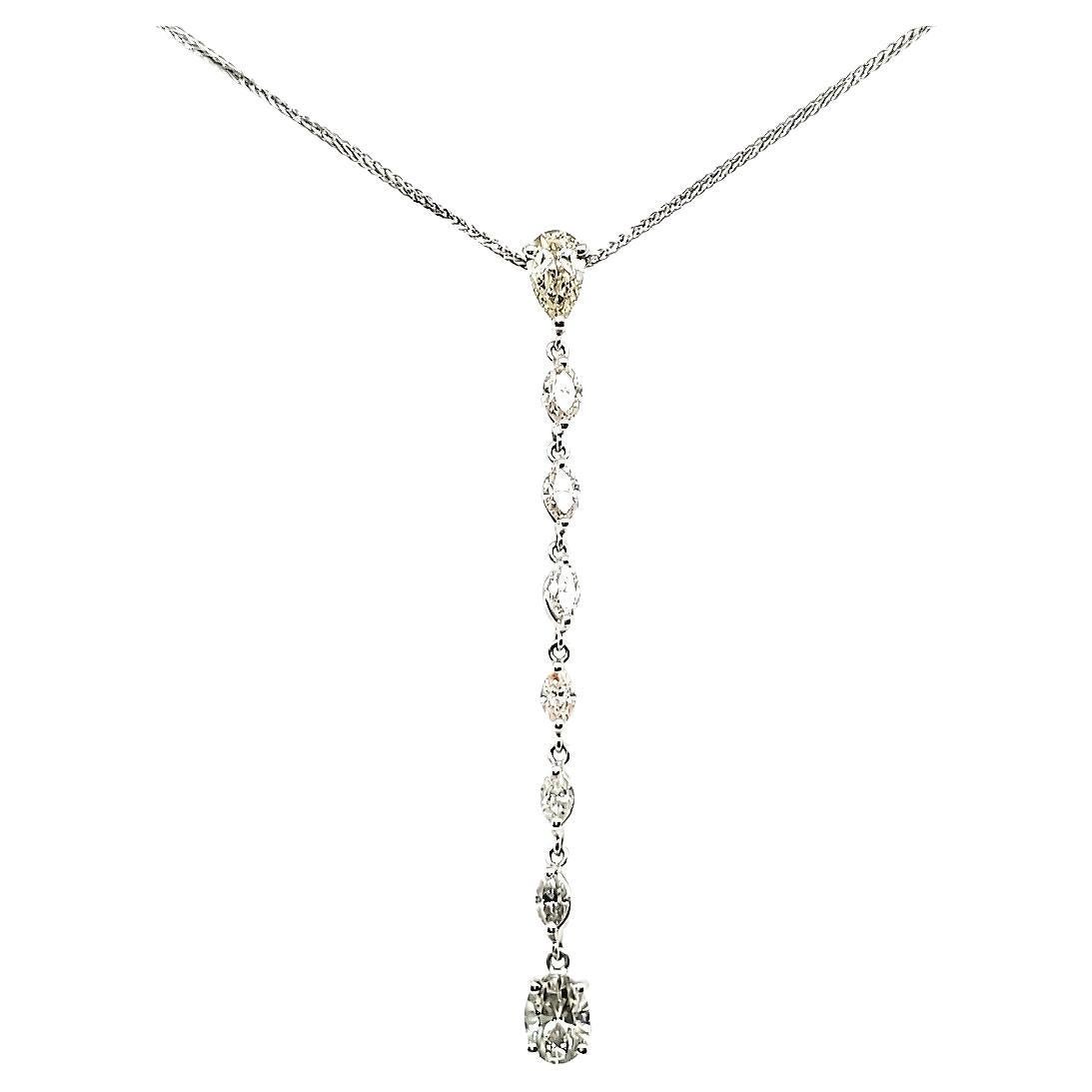 Collar De Diamantes Con Cadena De Gota De Oro 18k