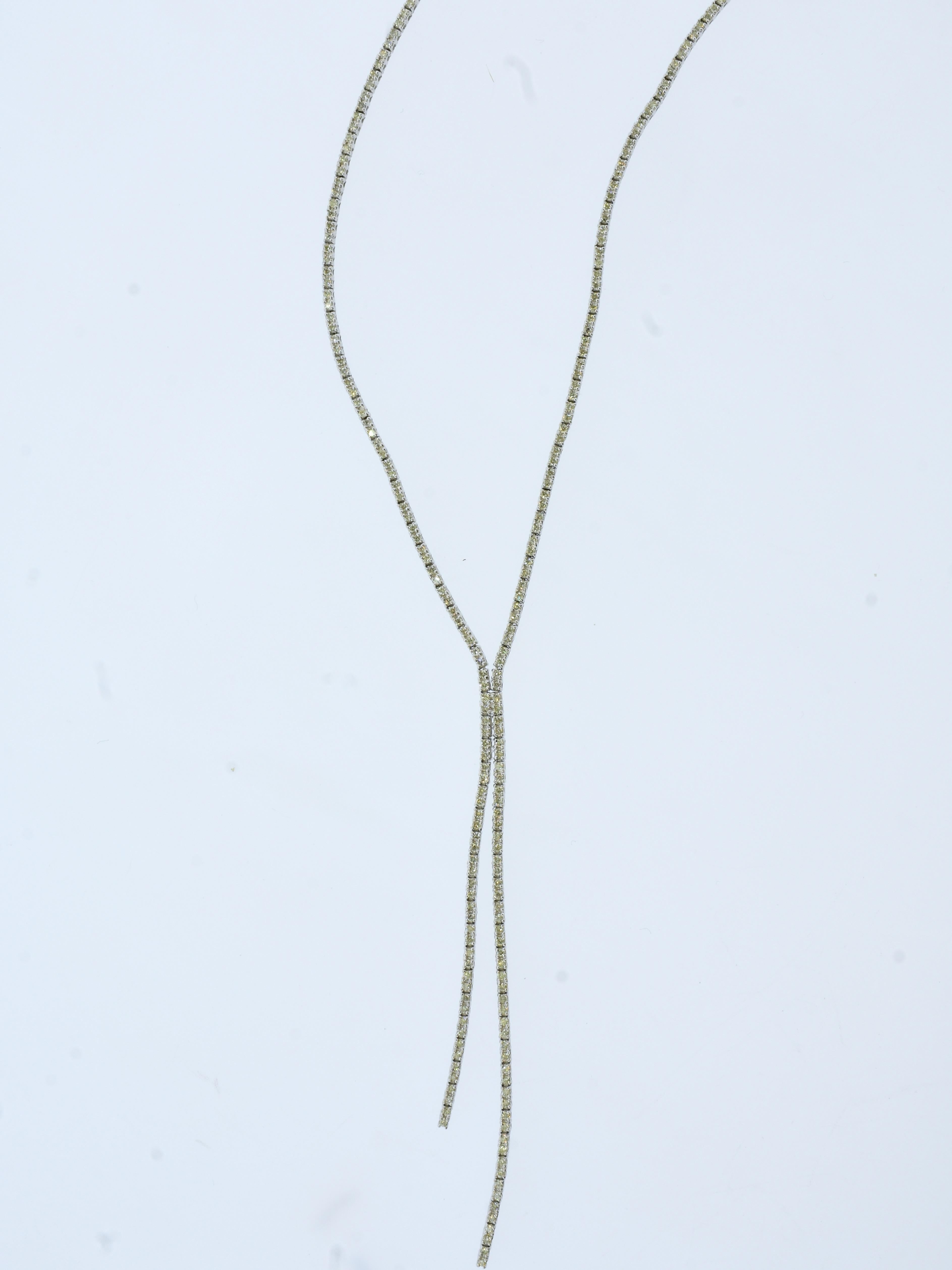 Diamond Necklace with 3 cts. of Fine Round Diamonds and over 23 inches long For Sale 1