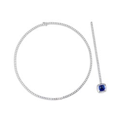 Diamant-Halskette mit abnehmbarem Diamant- und Tansanit-Lariat
