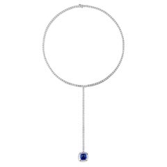 Diamond Necklace with Detachable Diamond and Tanzanite Lariat