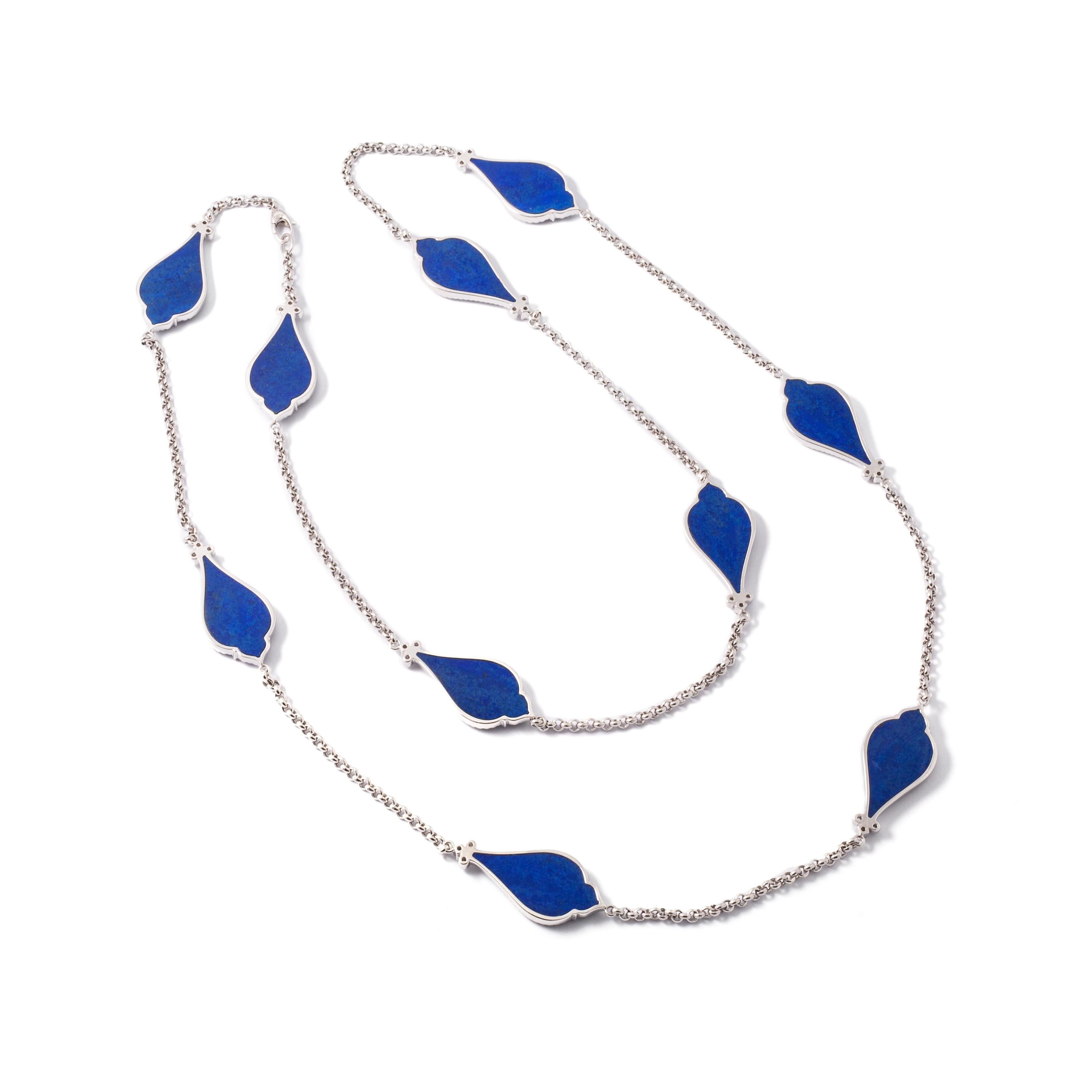 Diamond Necklace with Lapis Lazuli For Sale 1