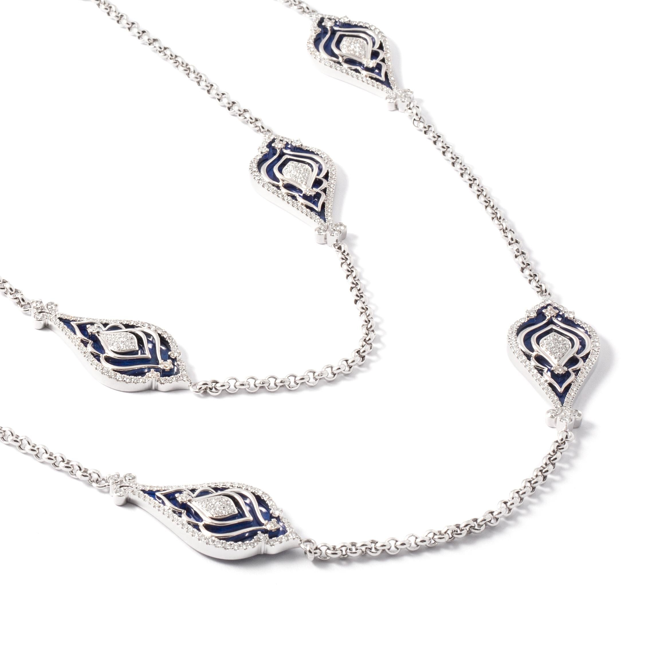 Diamond Necklace with Lapis Lazuli For Sale 2