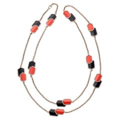 Emerald Coral Onyx Diamond Necklace at 1stDibs