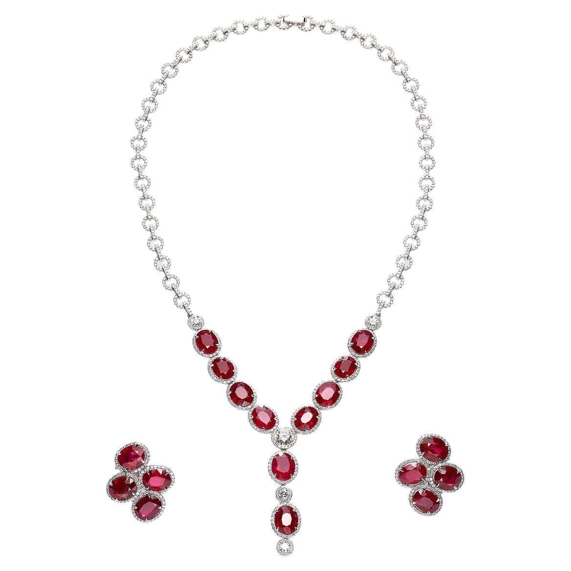 Diamond Necklace with Rubies