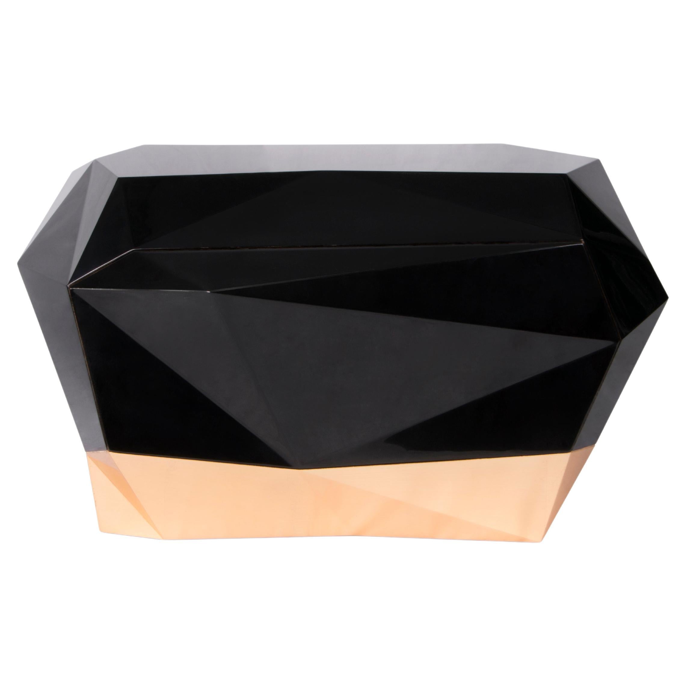 Nachttisch mit Diamanten – handgefertigtes Holz und poliertem Goldmessing – Boca do Lobo