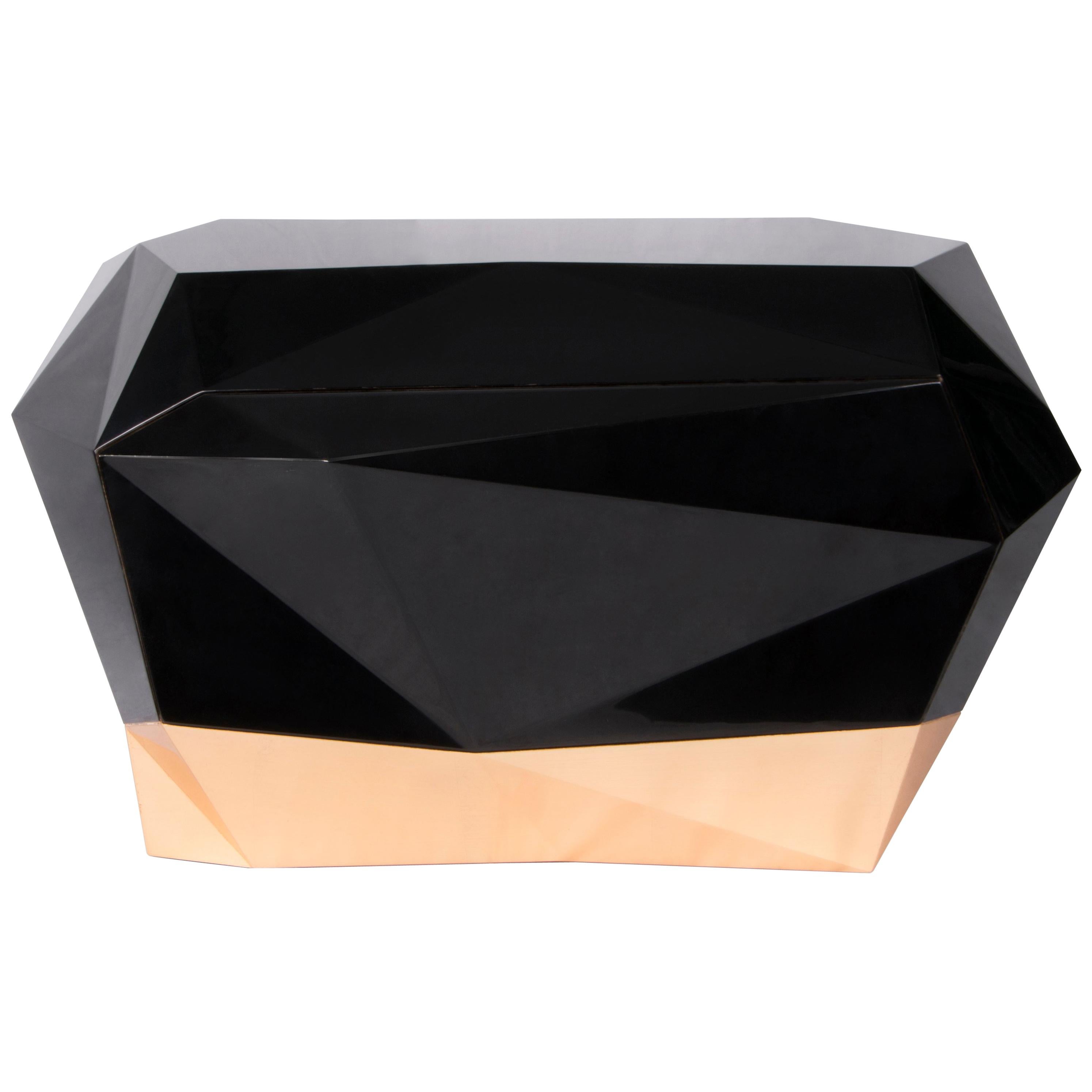 Diamond Nightstand in Black Lacquered Wood by Boca do Lobo For Sale