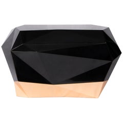 Diamond Nightstand in Black Lacquered Wood by Boca do Lobo