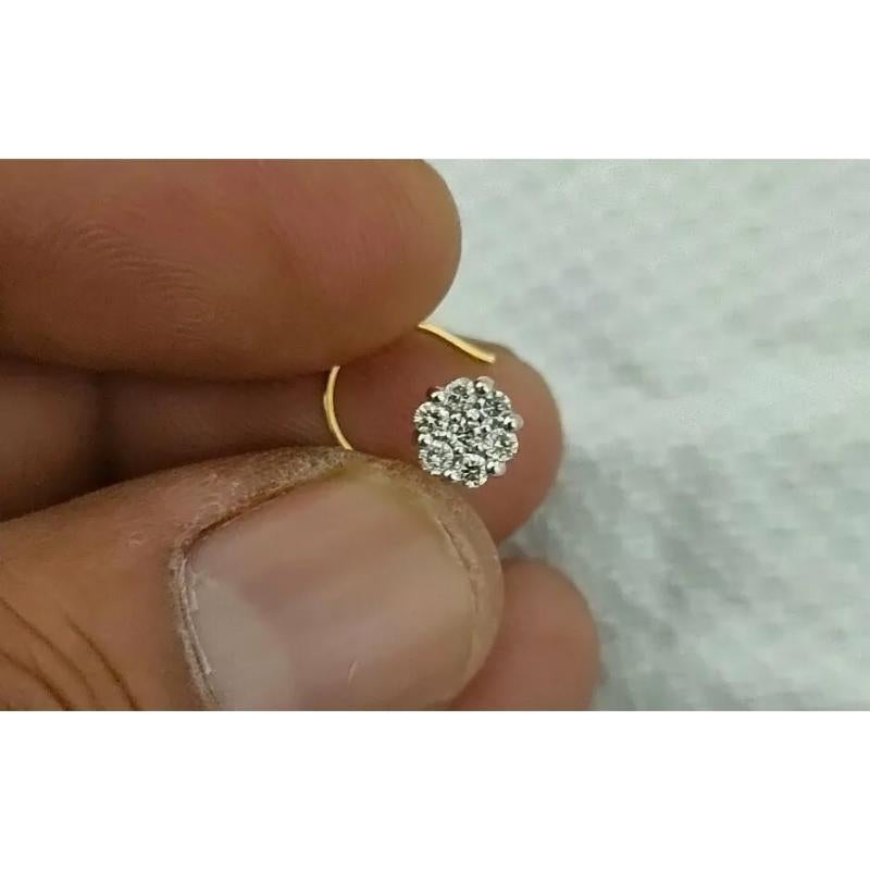 Round Cut Diamond Nose Piercing 14k Solid Gold Natural Diamond Nose Pin Body Jewelry Gift For Sale