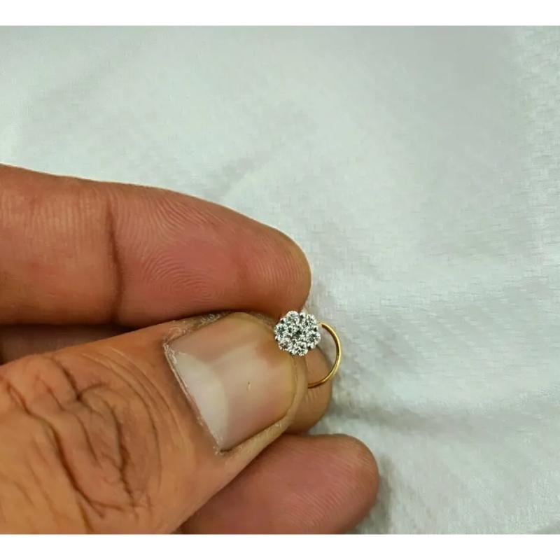 Diamond Nose Piercing 14k Solid Gold Natural Diamond Nose Pin Body Jewelry Gift In New Condition For Sale In Chicago, IL