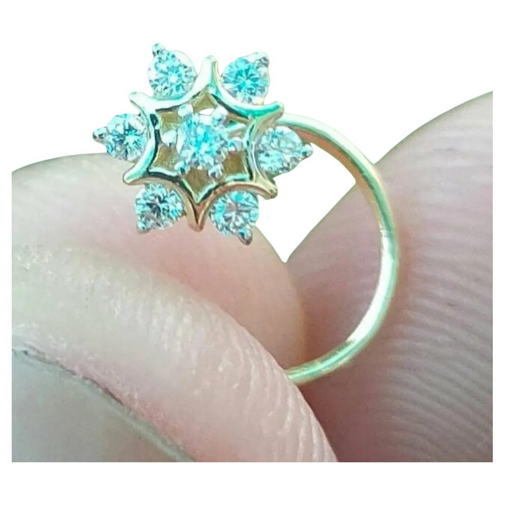 Diamond Nose Pin 14k Solid Gold Genuine Diamond Nose Ring Frauen Hochzeit Geschenk.