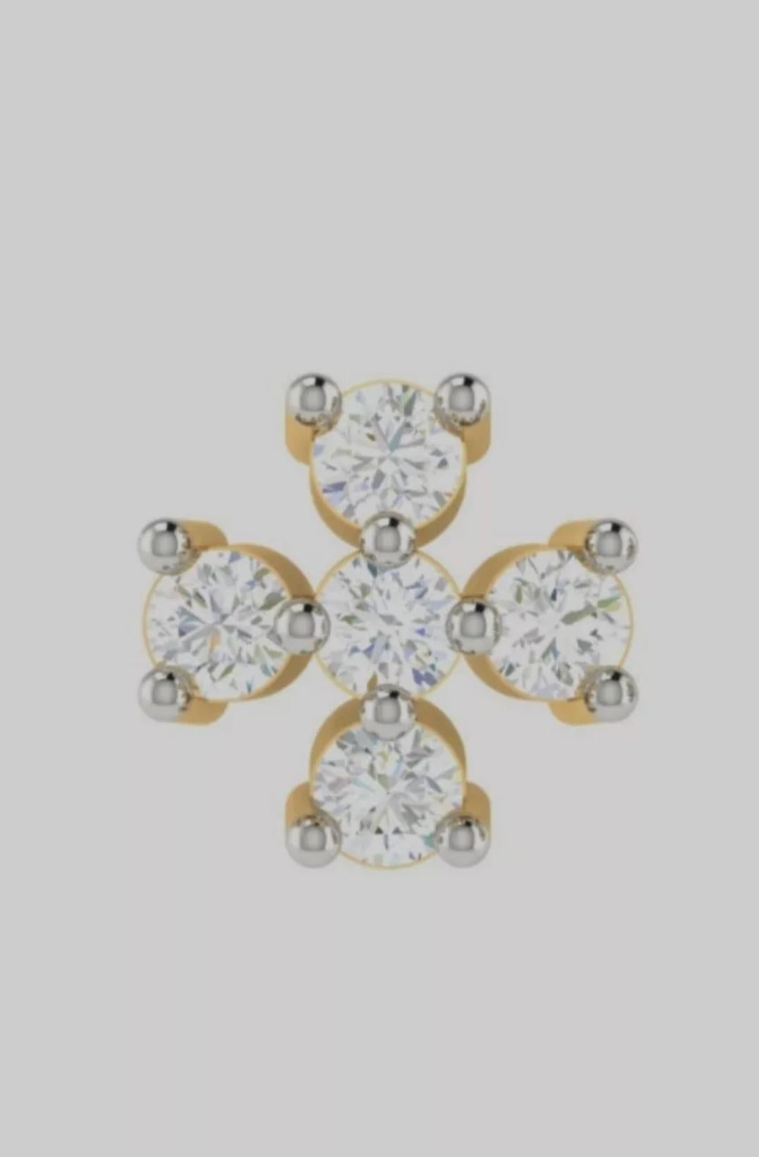 Diamond Nose Pin 14K Solid Gold Quadrille Diamond Nose Pin Screw For Women Gift. For Sale 3