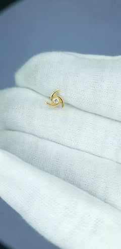 Diamond Nose Pin 14K Yellow Gold Nose Pin Screw Back Jewelry For Women Nose Ring
