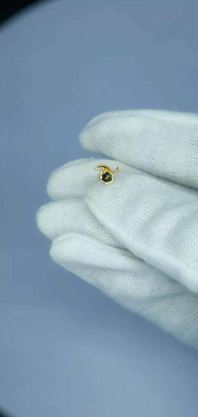 Art Deco Diamond Nose Pin 14K Yellow Gold Nose Pin Screw Back Jewelry For Women Nose Ring For Sale
