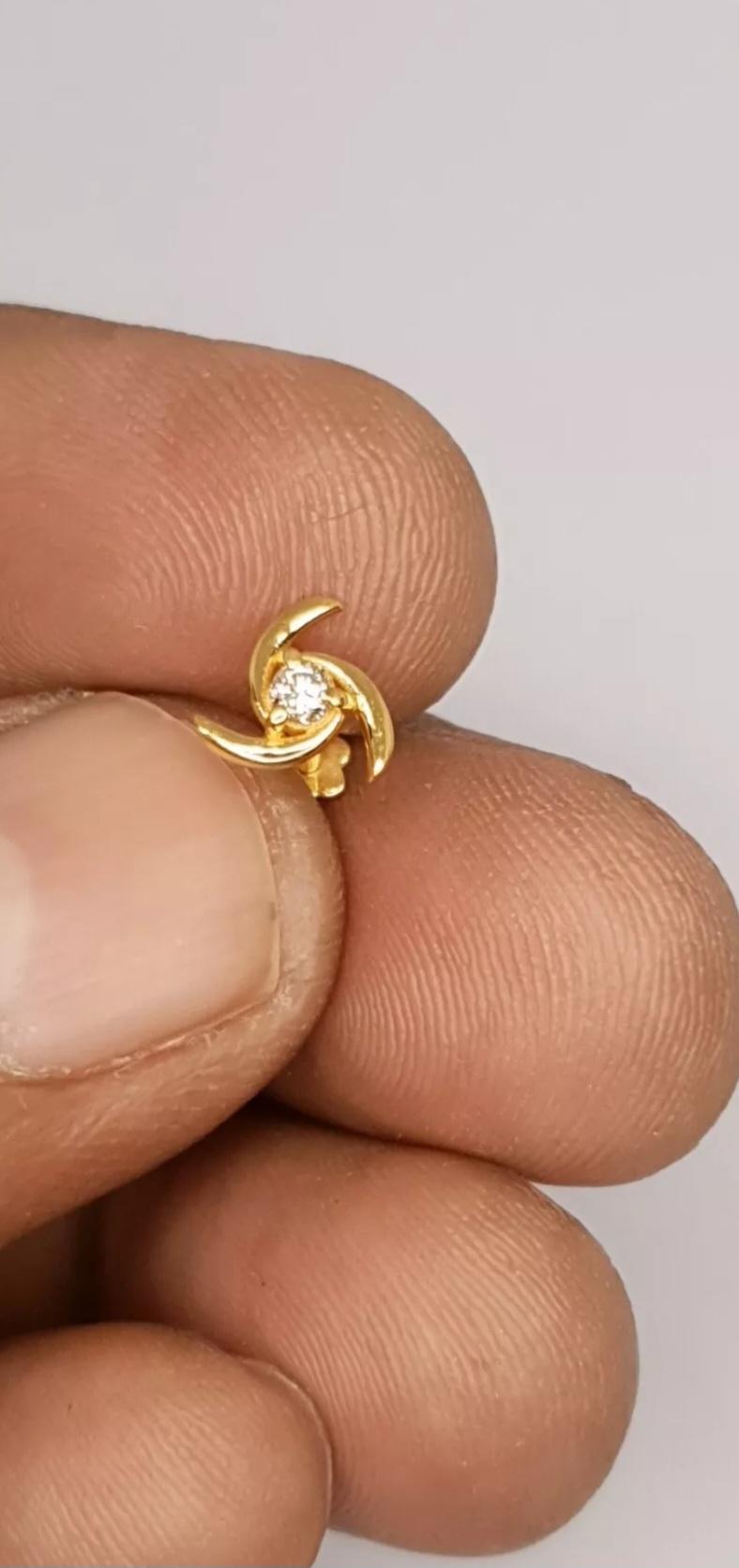 Diamond Nose Pin 14K Yellow Gold Nose Pin Screw Back Jewelry For Women Nose Ring For Sale 1