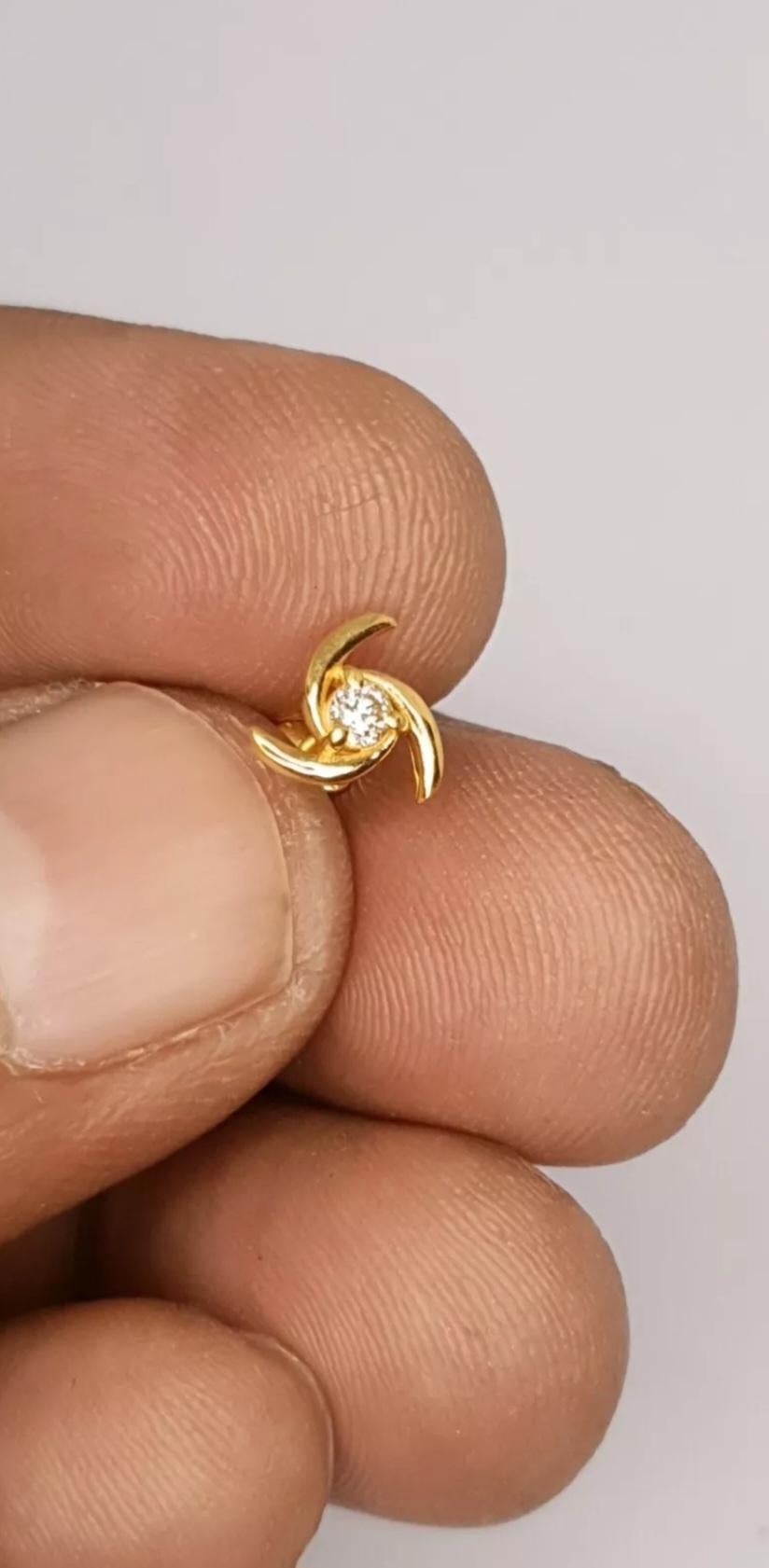 Diamond Nose Pin 14K Yellow Gold Nose Pin Screw Back Jewelry For Women Nose Ring For Sale 3