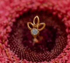 Diamond Nose Pin 14k Yellow Gold Piercing Jewelry Canary Diamond Nose Pin Screw.