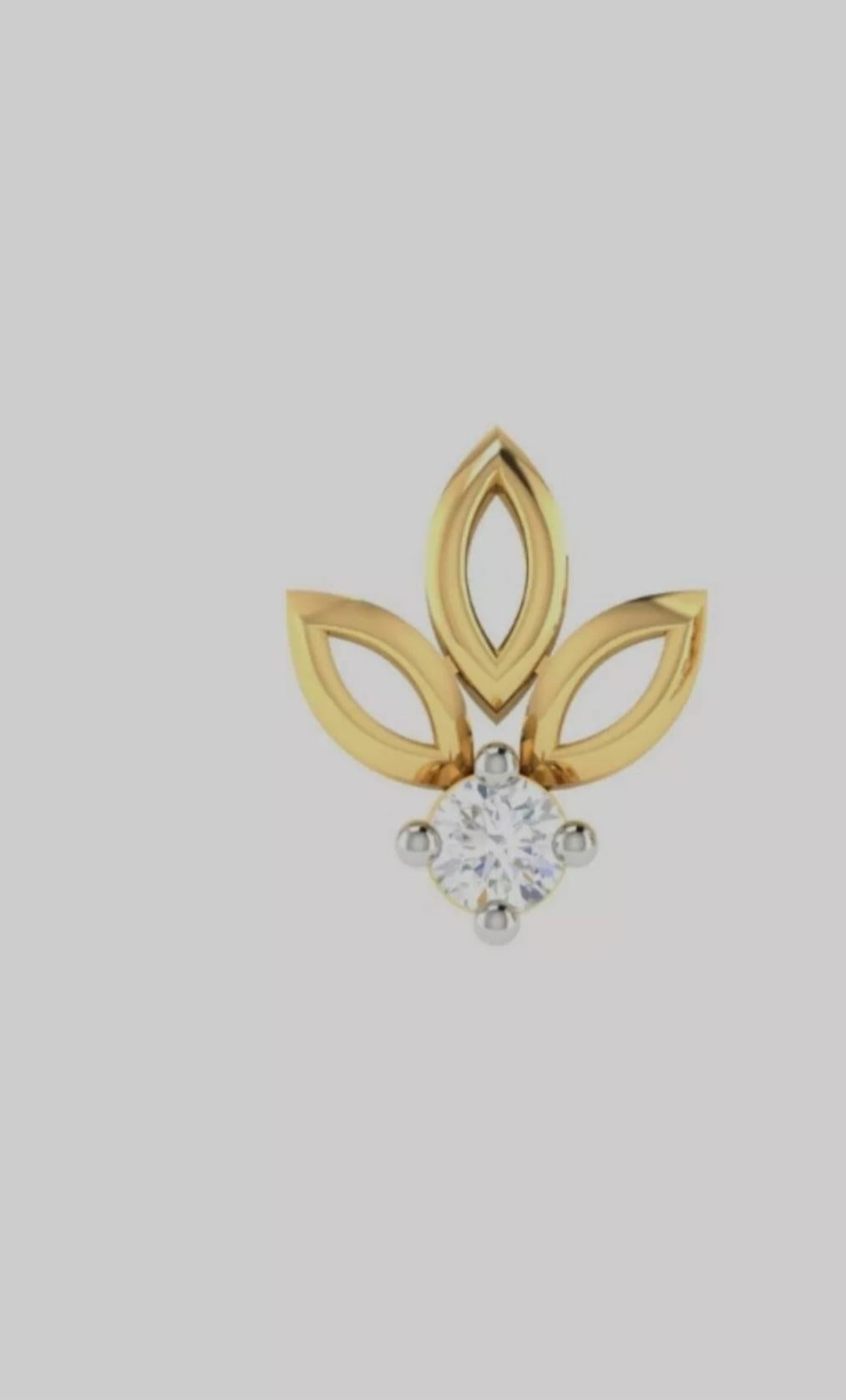 Alfiler de nariz de diamante Joyería Piercing de oro amarillo de 14 quilates Alfiler de nariz de diamante canario Tornillo. Corte redondo en venta