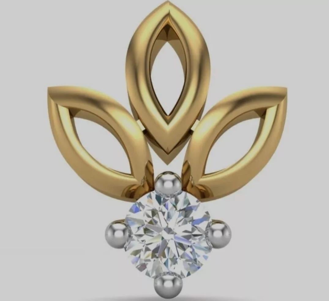 Alfiler de nariz de diamante Joyería Piercing de oro amarillo de 14 quilates Alfiler de nariz de diamante canario Tornillo. en venta 1