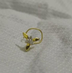 Anneau de nez en diamant Or massif 14k Epingle à nez Bijoux de corps Femmes Accessoires Cadeau.