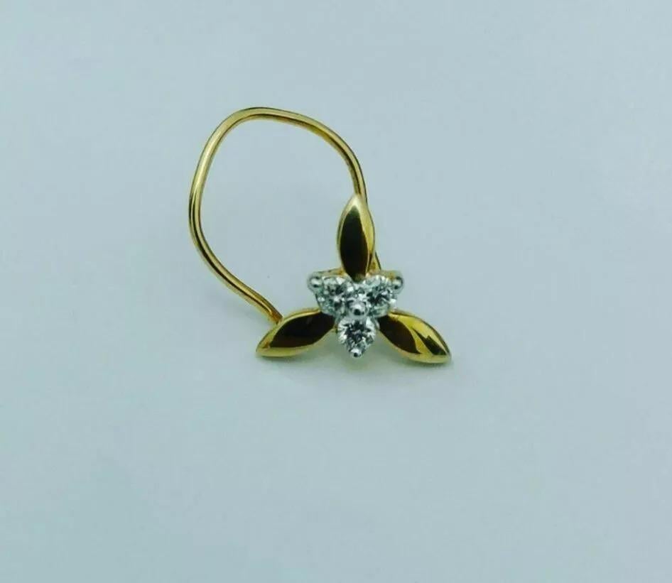 Diamond Nose Ring 14k Solid Gold Nose Pin Body Jewelry Women Accessories Gift. In New Condition For Sale In Chicago, IL