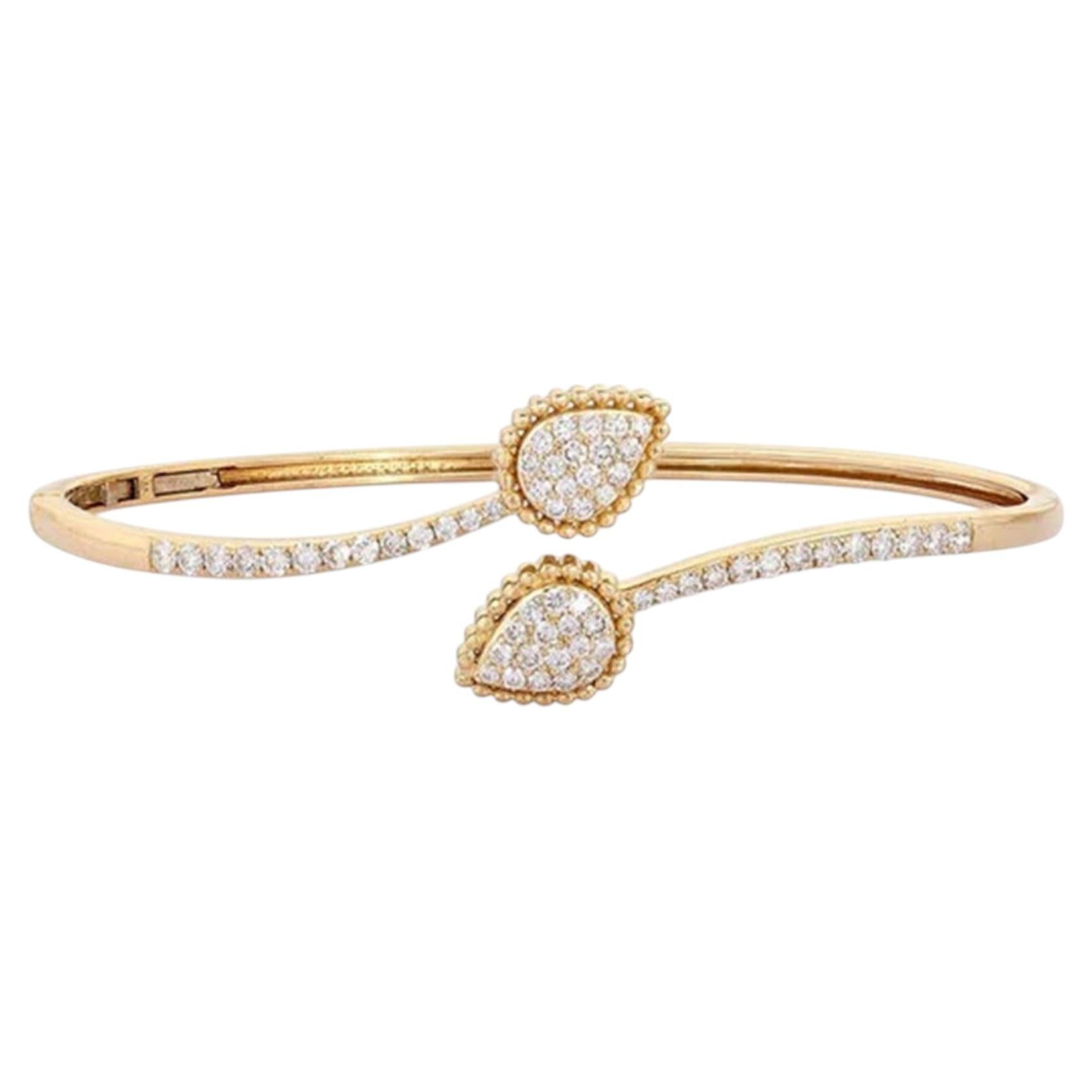 Diamond Nova 14K (or 18k upon request) Yellow Gold Bangle Bracelet For Sale