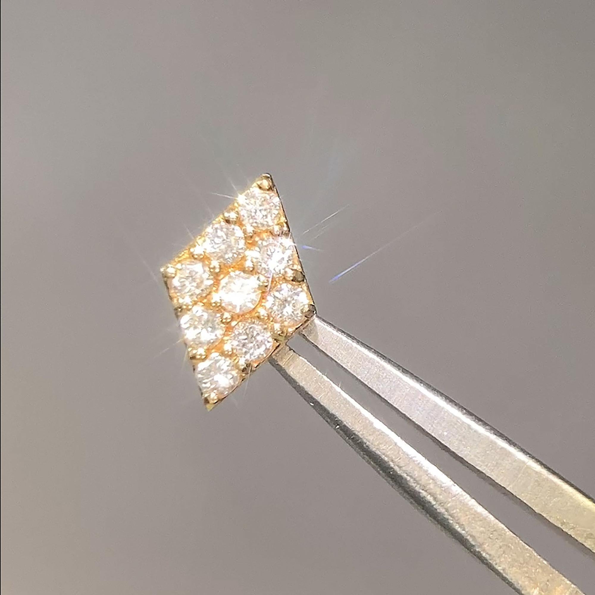 Contemporary Diamond of Diamond 18k Yellow Gold Stud Earrings For Sale
