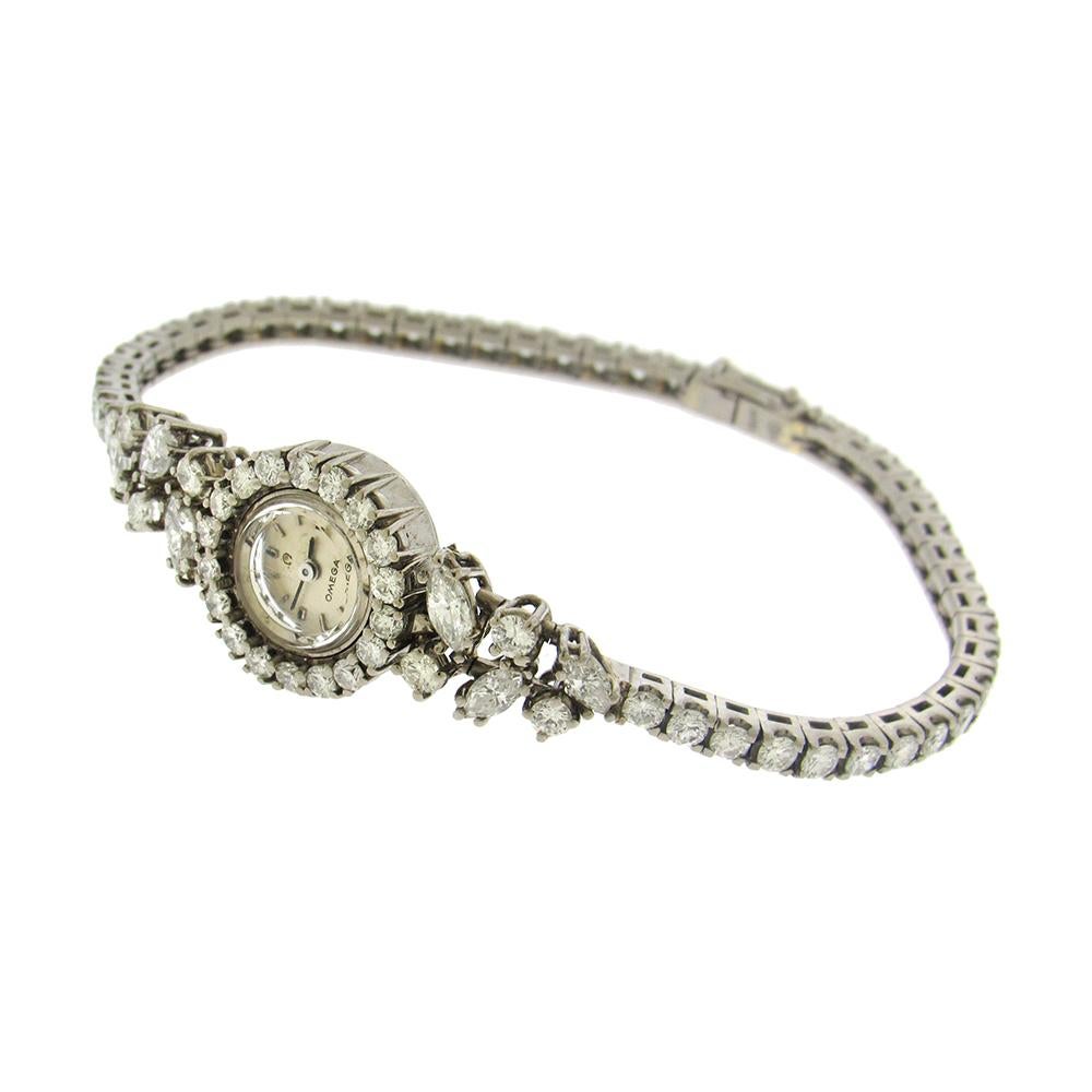 Diamond Omega Cocktail Watch, circa 1960s In Good Condition In New York, NY