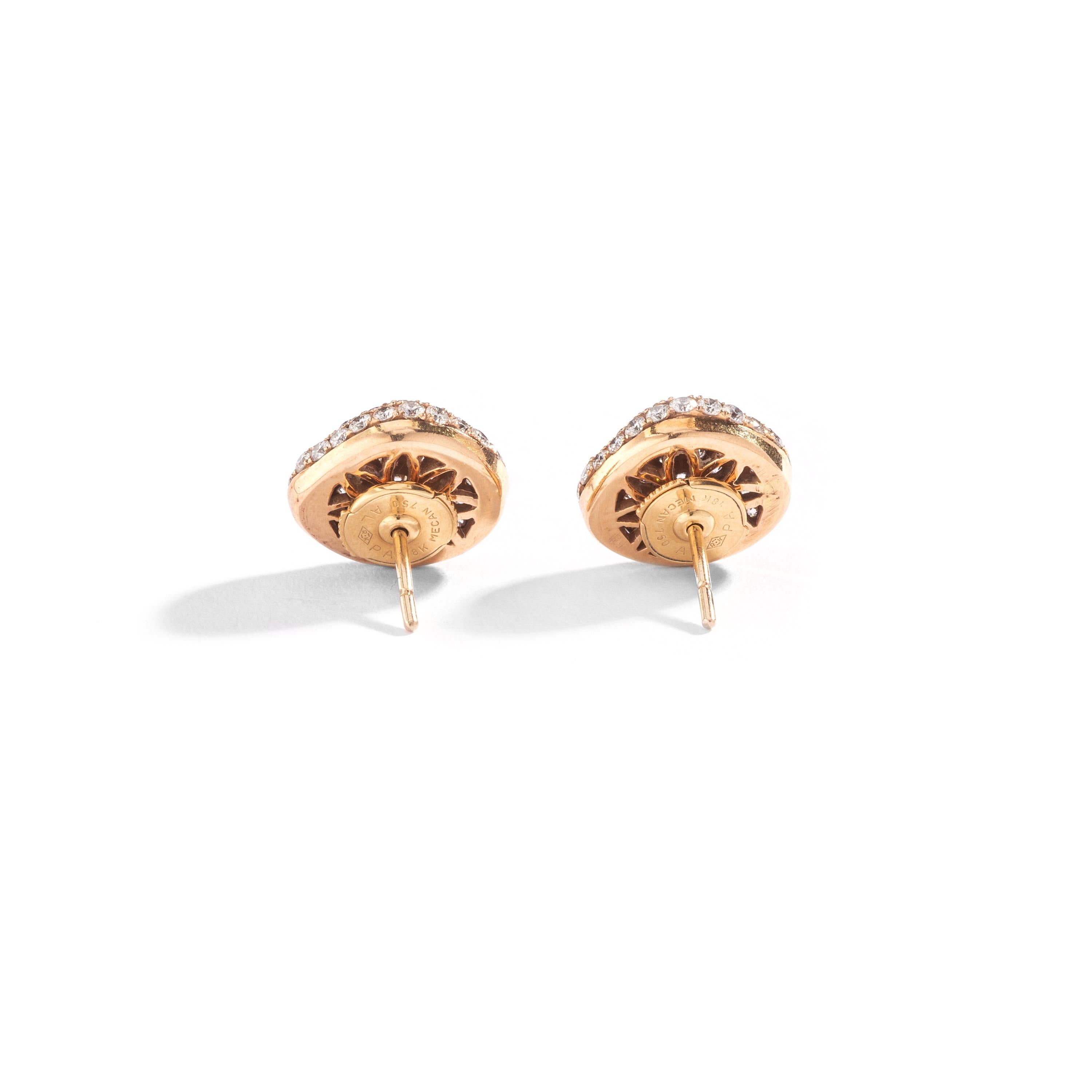 Round Cut Diamond Rose Gold Stud Earrings For Sale
