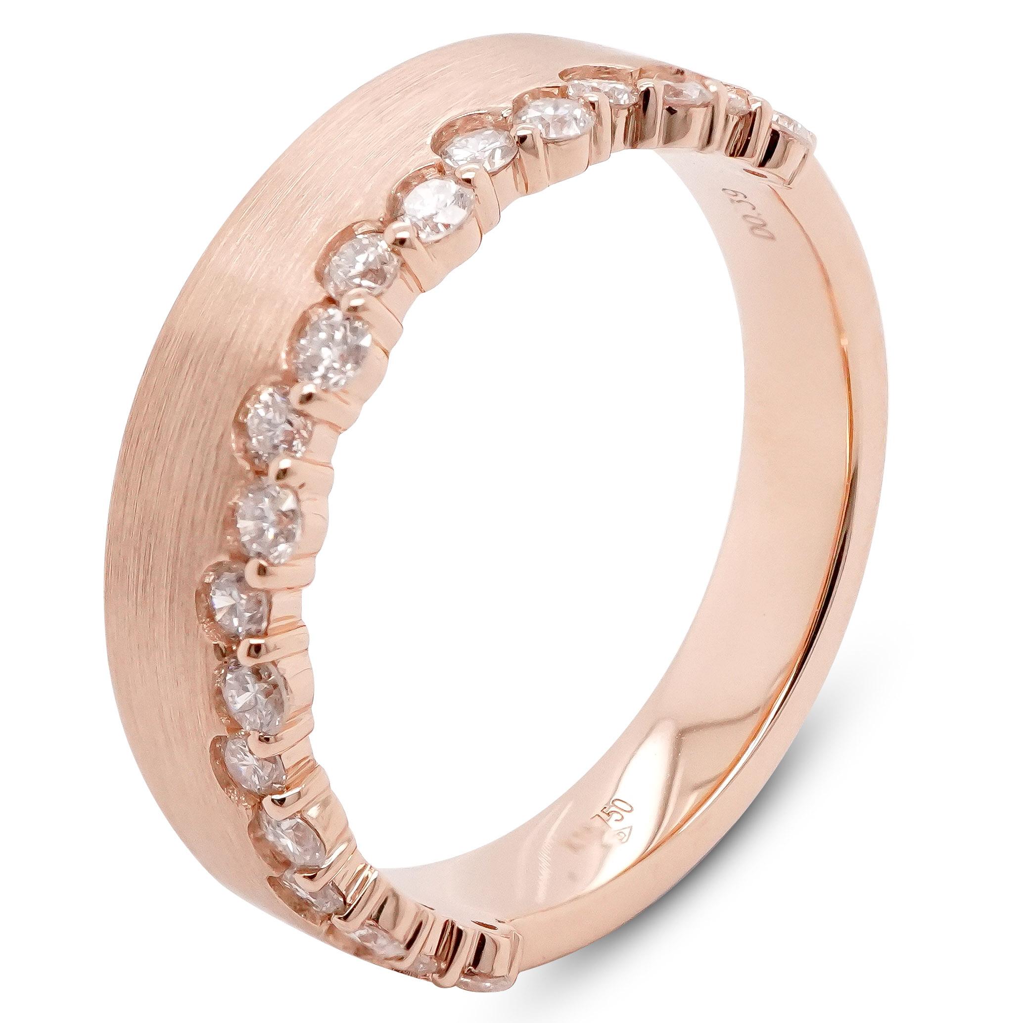 Art Nouveau 'Diamond On The Rim' 18K Rose Gold White Diamond Band Ring For Sale