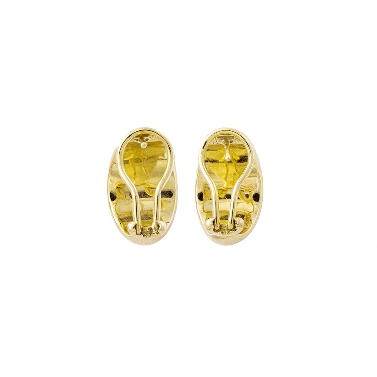 Diamond on Yellow Gold 18 Karat Ear Clips For Sale 1