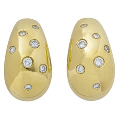Diamond on Yellow Gold 18 Karat Ear Clips