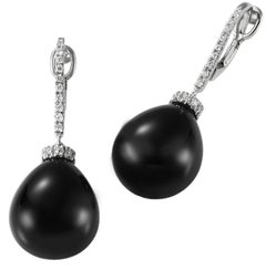 Diamond Onyx 18 Karat White Gold Made in Italy Gattopardo Earrings