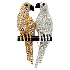 Colgante-Broche Tortolitos Diamante Ónix Oro 18K Bicolor