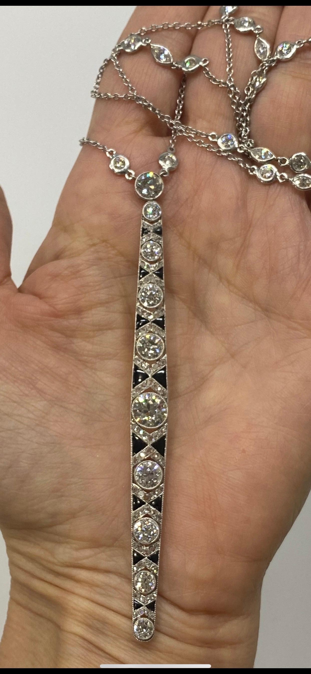 Mindi Mond NY 8.32 Carat Diamond Onyx Art Deco Style One Of-A- Kind Necklace   9