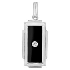 Rechteckiger Diamant-Onyx-Anhänger im Art-déco-Stil aus 14 Karat Weißgold mit Diamanten in Form eines Onyx