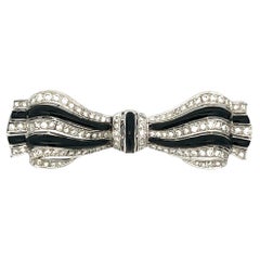 Diamond & Onyx Bow Brooch