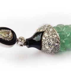 Diamond Onyx Emerald Caving Earring