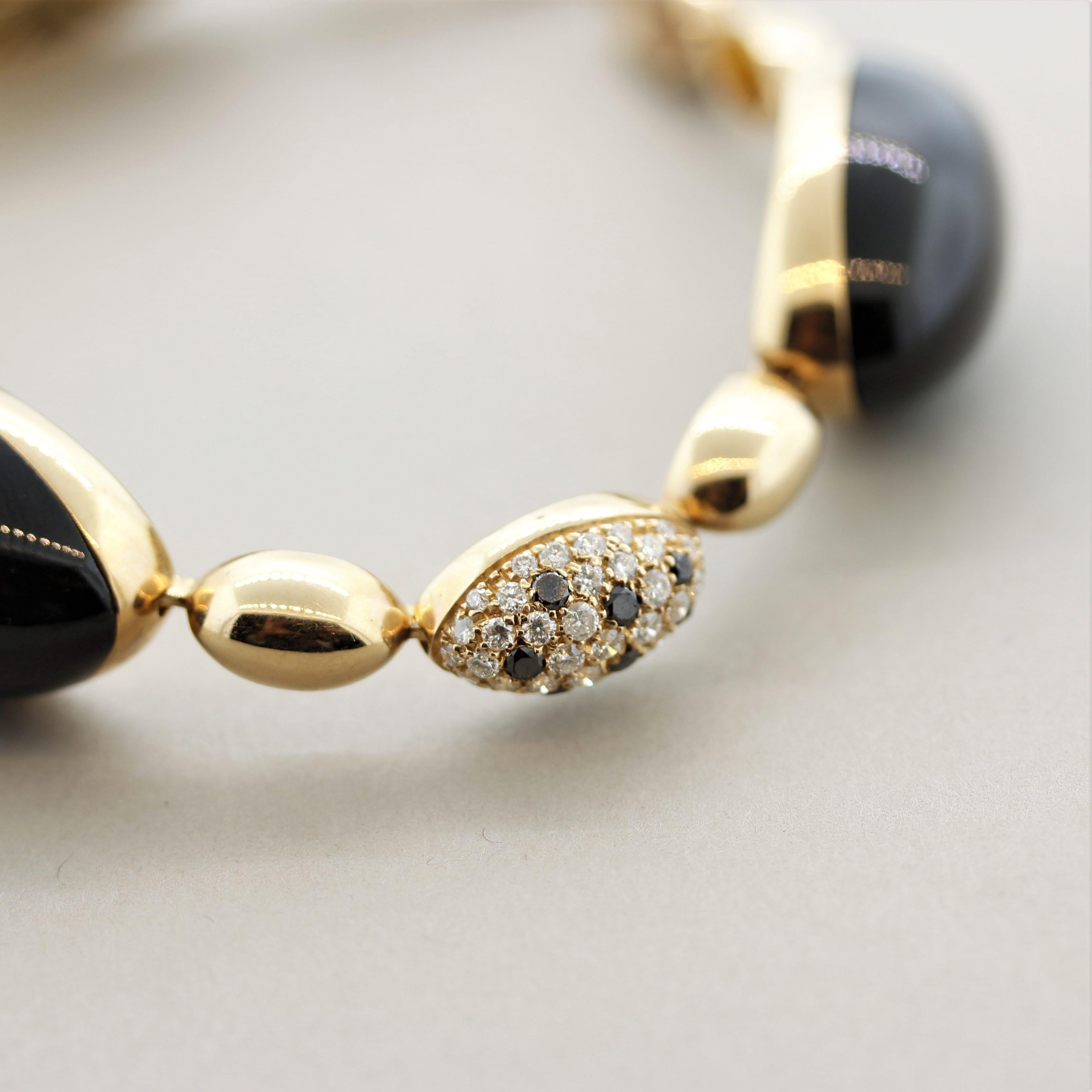 Diamond Onyx “Panther Pattern” Gold Bracelet In New Condition For Sale In Beverly Hills, CA