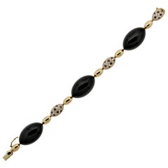 Diamond Onyx “Panther Pattern” Gold Bracelet