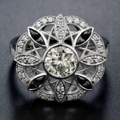 Diamond Onyx Platinum Cocktail Ring