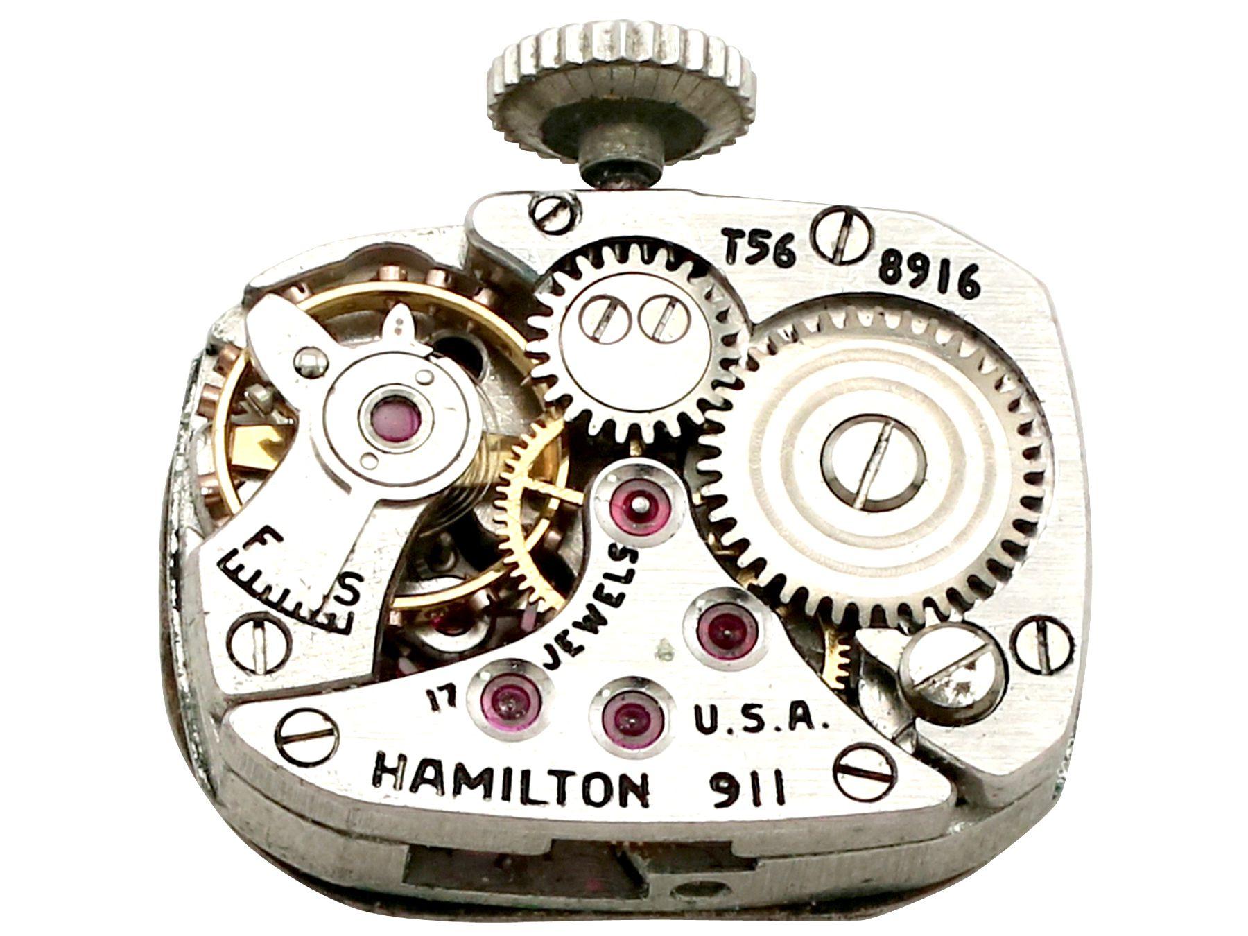 Art Deco Diamond Onyx Platinum Cocktail Watch by Hamilton, Circa 1940 For Sale 1