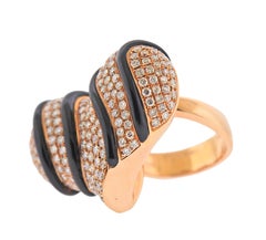 Diamond Onyx Rose Gold Heart Cocktail Ring