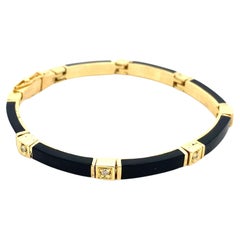 Diamond Onyx Yellow Gold Bracelet