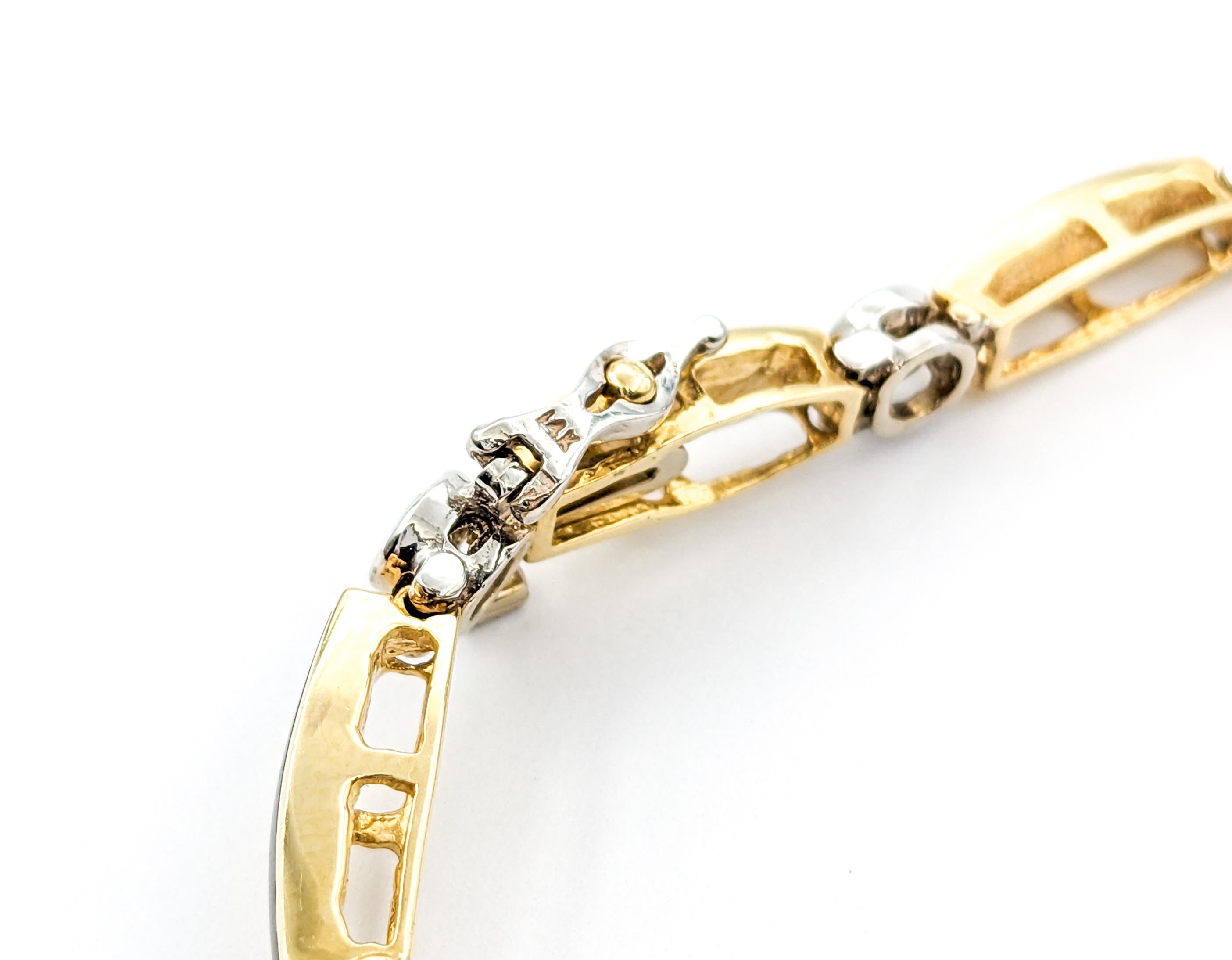 Diamond & Onyx Yellow Gold Tennis Bracelet For Sale 5
