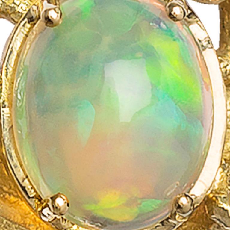 Cushion Cut Diamond Opal 18 Carat Yellow Gold Clip-On Earrings