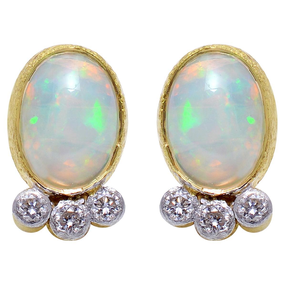 Opal and Diamond Earrings For Sale at 1stDibs