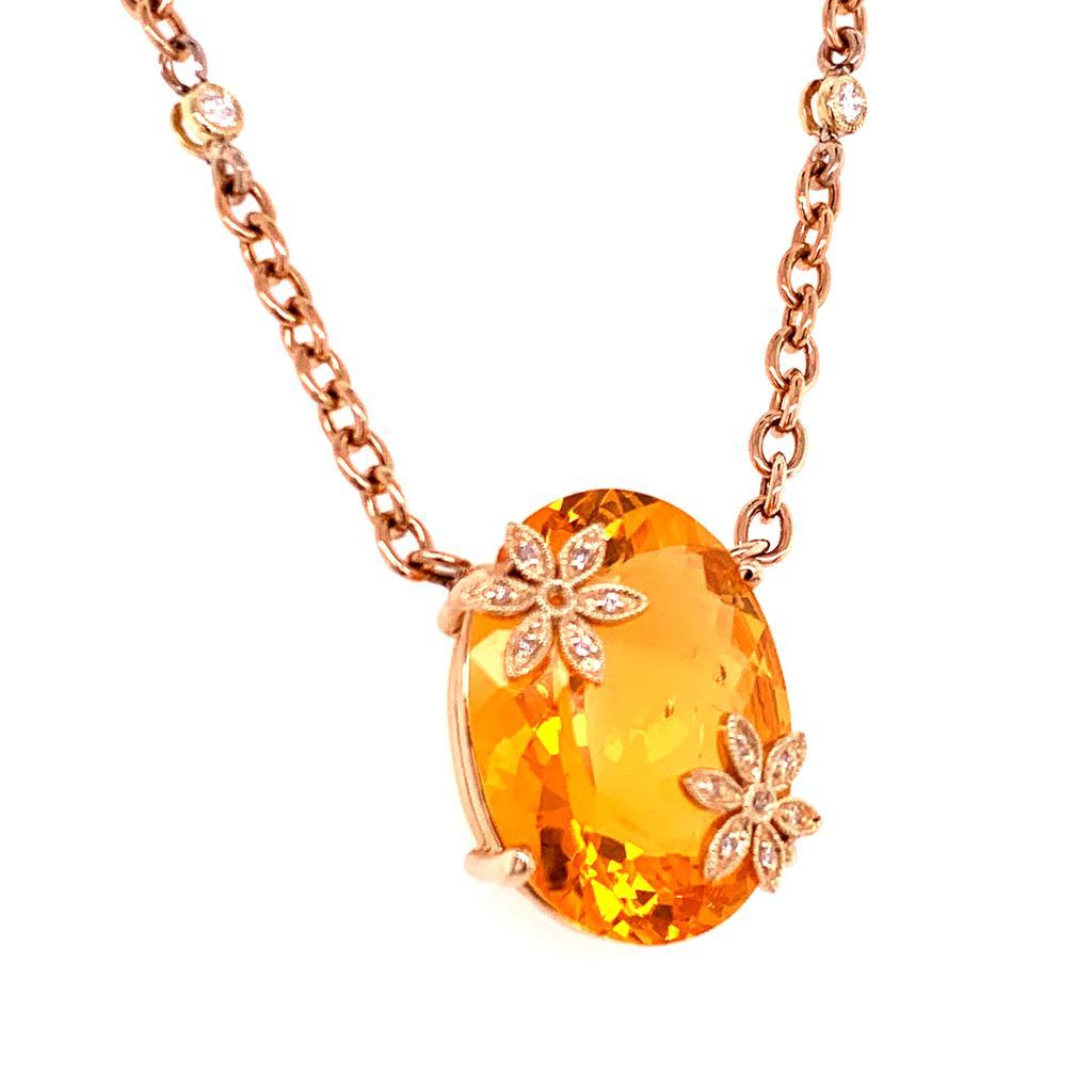 Modern Diamond Opal Necklace 18k Gold 18.4 TCW Italy Certified