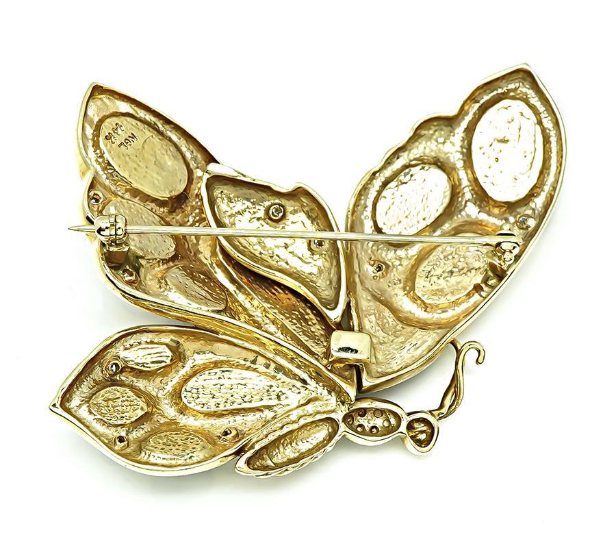 Épingle à papillon en diamant, opale, onyx et or Bon état - En vente à New York, NY