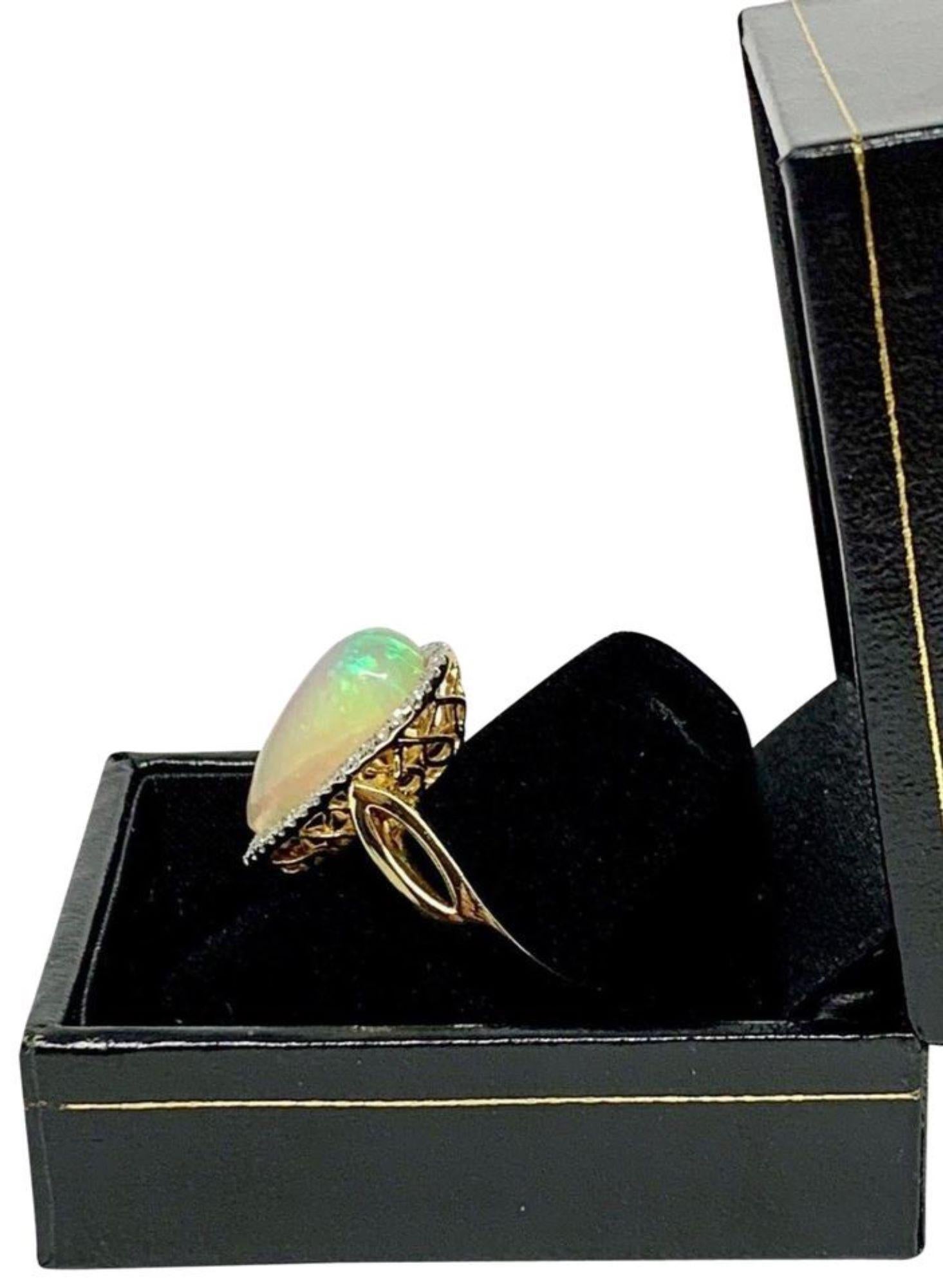 Women's Diamond Opal Ring 5.75 TCW 14k Gold Women Certified