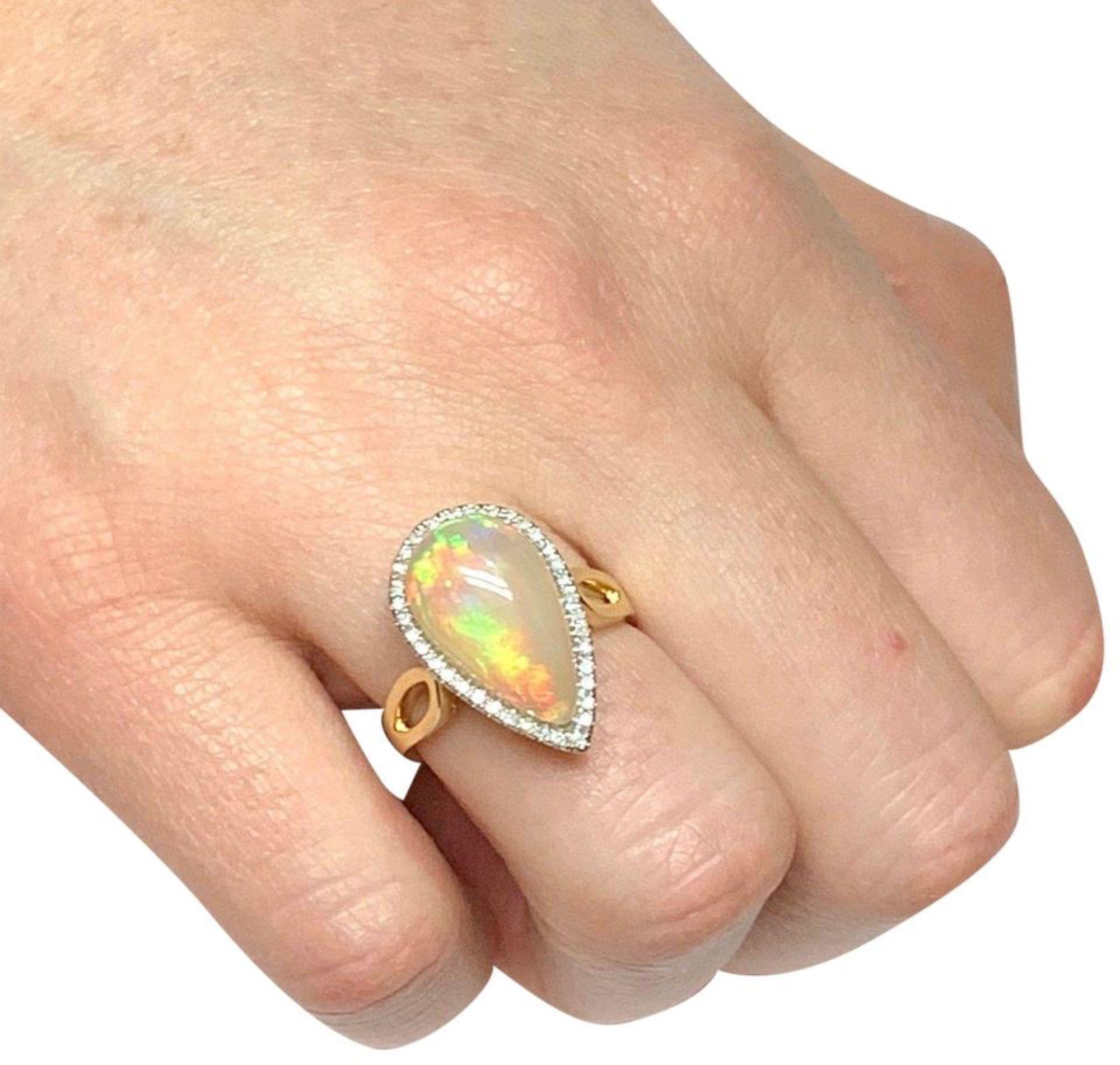 Diamond Opal Ring 5.75 TCW 14k Gold Women Certified 1